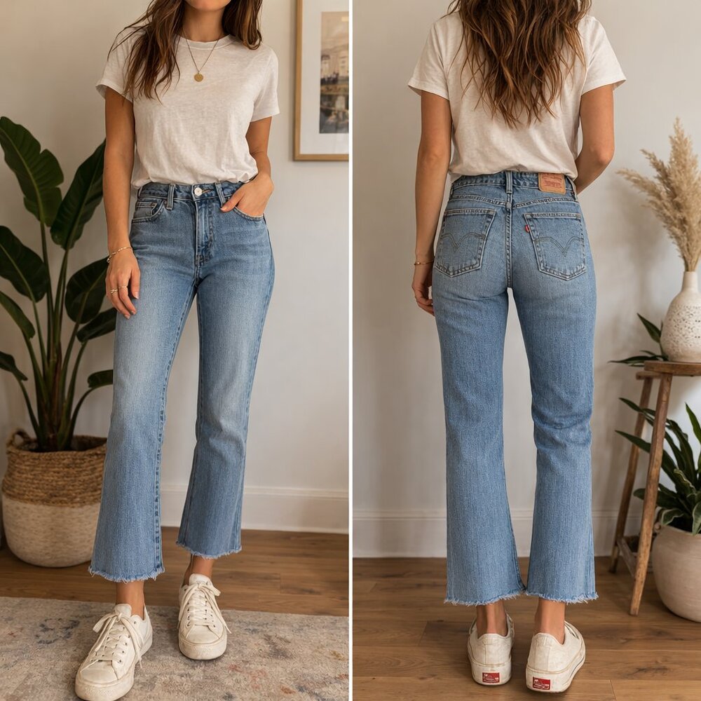 Vintage Levi's 519 Flared   Low Rise Jeans women's 9M Y2K relaxed cropped